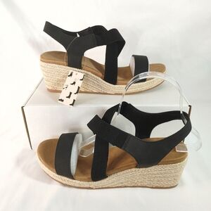 Mysoft Black Platform Wedge SandalsWomen’s Size 9